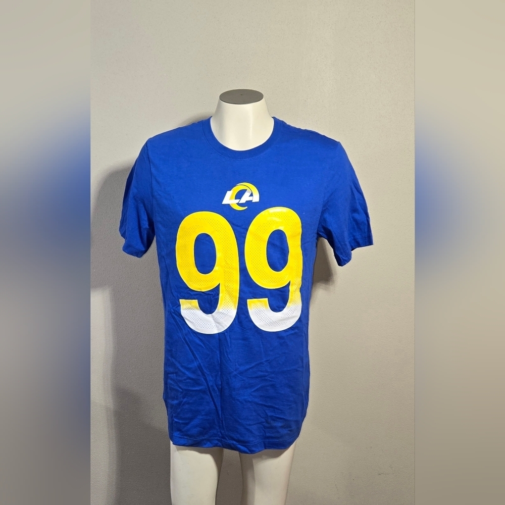 NWT Aaron Donald #99 Los Angeles Rams NIKE Blue Jersey Style T-Shirt Men's M
